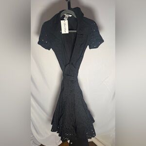 Diane Von Furstenberg Black Midi Wrap Dress